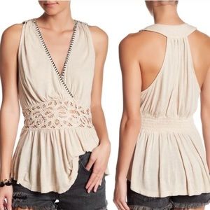 Free People Surplice Peplum Lace Tank Top